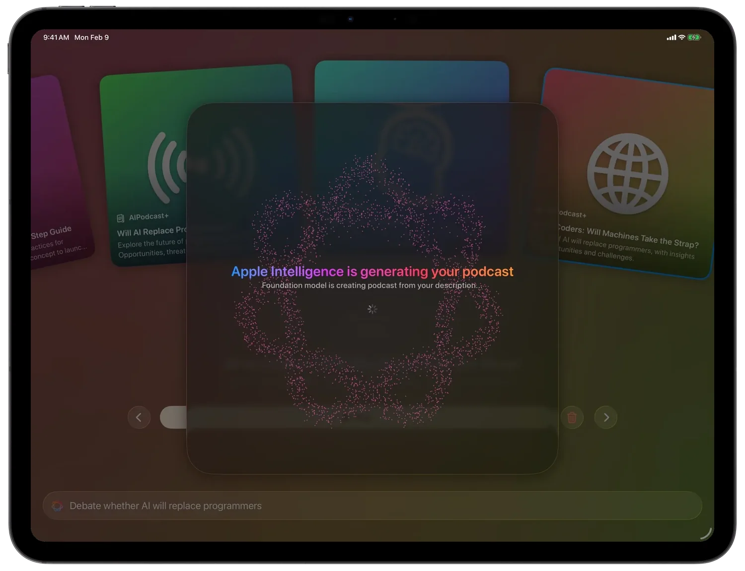 Apple Intelligence generating a podcast