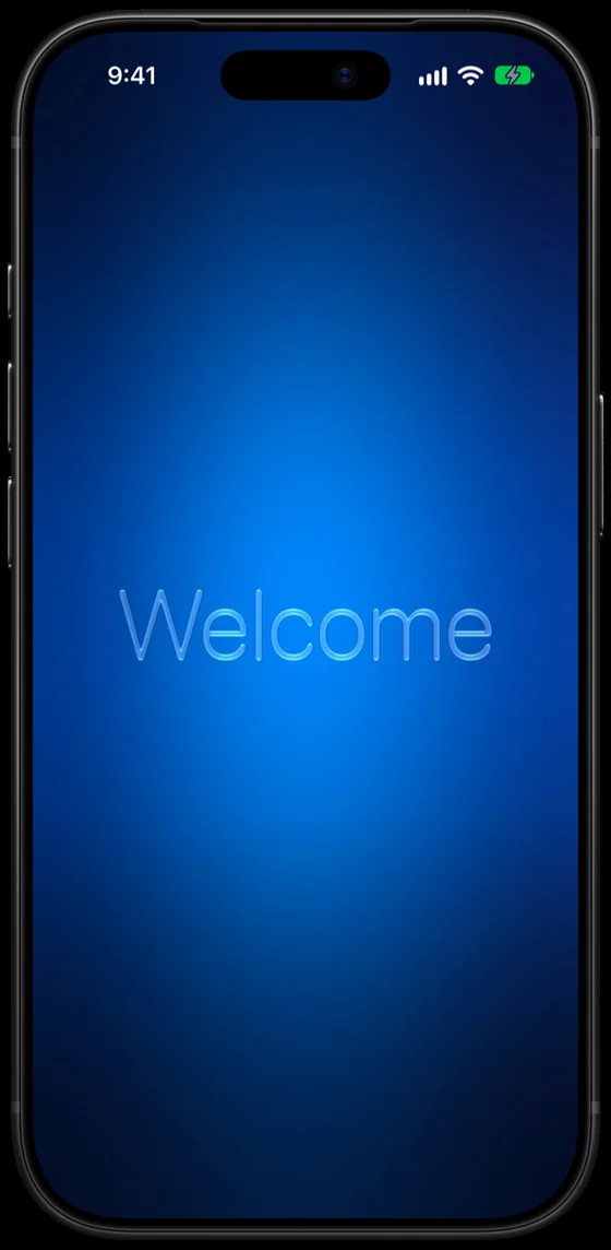 The word Welcome written in glass